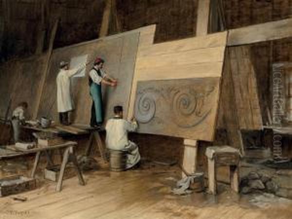 Artist Executing Designs For The Worlds Columbian Exposition, Chicago - view 1