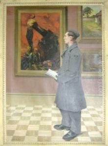 'at The Art Gallery', Oil On Canvas, Signed And Dated, 1940, 109cmx 76cm, Framed by Joseph Mallord William Turner