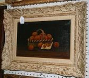 Still Life Study Of A Basket Of Oranges by F. Hilgrove Turner