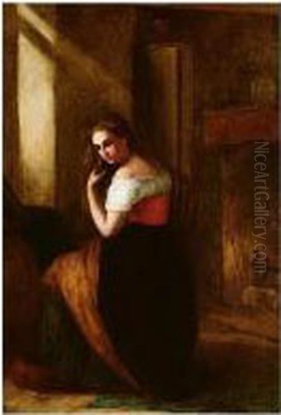 Girl Brushing Her Hair - view 1