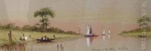 19/20th Century- 'evening On The Avon'; Watercolour, Signed And Titled, 19x53cm by G.A. Turner