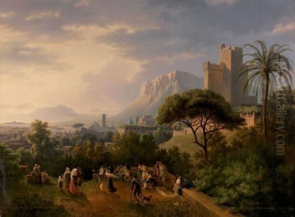 Danseurs De Tarentelle Pres Du Promontoire De Circei - view 1