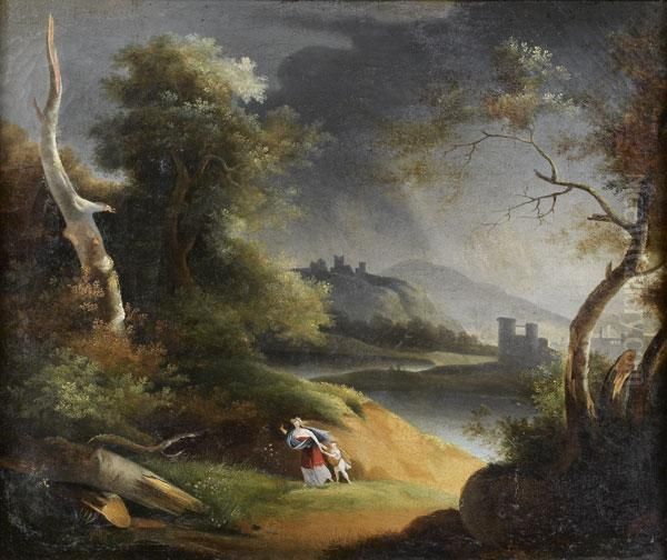 Mere Et Son Fils Dans Un Paysage Orageux - view 1
