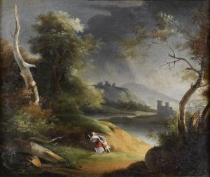 Mere Et Son Fils Dans Un Paysage Orageux