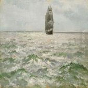 Seascape With A Sailing Ship by Laurits Regner Tuxen