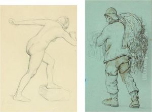 Figural Study And Fisherman by Laurits Regner Tuxen