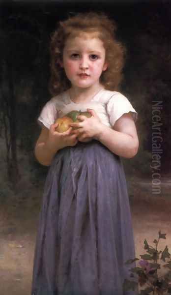 Petite fille tenant des pommes dans les mains (Little girl holding apples in her hands) - view 1
