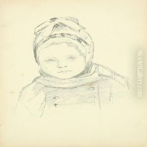 Six Books With Drawings And Studies. Partly Signed. Watercolour, Lead And Charcoal On Paper. Various Sheet Sizes by Nicoline Tuxen