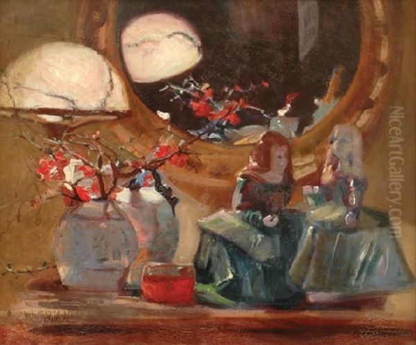 Still Life With Japonica Andfigurines - view 1