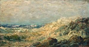 Waves Crashing On A Rocky Shore by James Gale Tyler