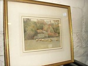 Sheep By A Cottage by Thomas Nicholson Tyndale