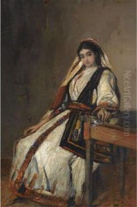 Girl In Traditional Greek Dress by Nicolaos Xydias Typaldos
