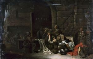 Wachstube Mit Sich Streitenden Soldaten