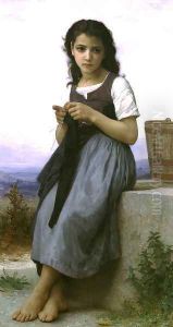 La Tricoteuse (The Little Knitter) 2 by William-Adolphe Bouguereau