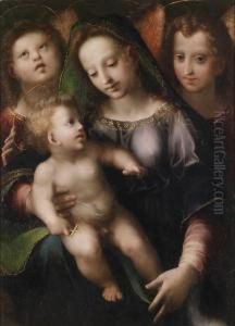 The Virginand Child With Two Angels by Domenico Puligo