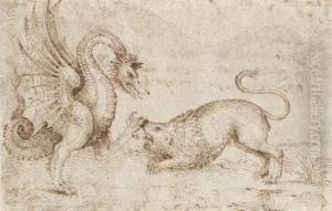 A Lion Confronting A Dragon A Lion Confronting A Dragon