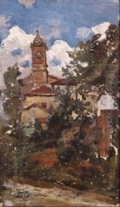 Paisaje Con Iglesia Al Fondo by Ignacio Ugarte Bereciartu