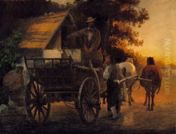 Traveller In Front Of The Inn - view 1