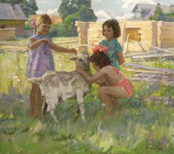 Girls With Goat - view 1