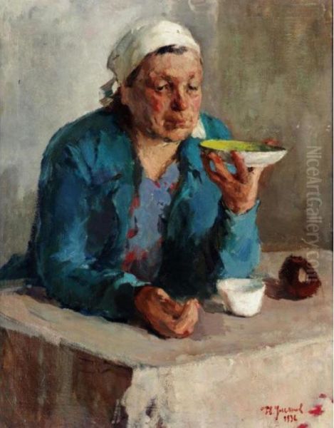Drinking Tea, With A Portrait Of A Bearded Man On Reverse - view 1
