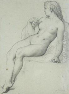 Recto And Verso: A Seated Nude Woman, Her Head Turned In Profile Tothe Left