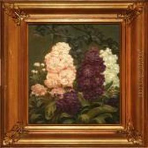 Pink, White And Purple Stocks by Emil C. Unlitz