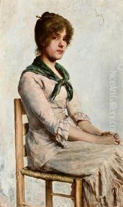 Portrait Of A Young Woman by Charles Frederick Ulrich