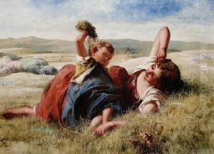 Mother And Child In An Open Landscape by William Underhill