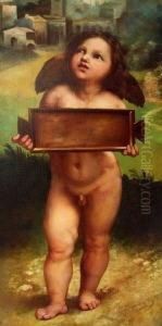 Putto Vor Stadtlandschaft by Giuseppe Ungherini