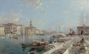 The Grand Canal Seen From Santa Maria Della Salute, Venice by Franz Richard Unterberger