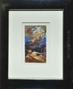 Schlafender In Gebirgslandschaft by Franz Xaver Unterseher