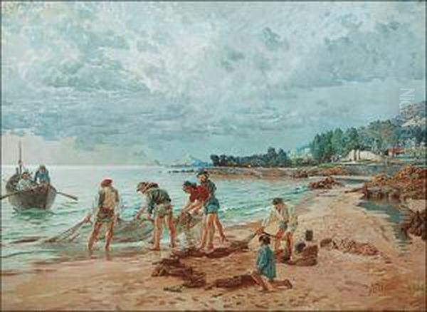 Seine-fishing On The Shore Of Corsica (ajaccio) - view 1
