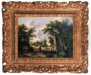 A Traveller On A Road In A Vilage With Children Playingnearby by Willem Uppink