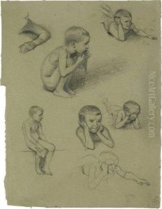 Studienblatt Mit Flote Spielendem F by Eugen Urban