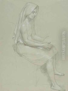 Study of a Seated Veiled Female Figure by William-Adolphe Bouguereau