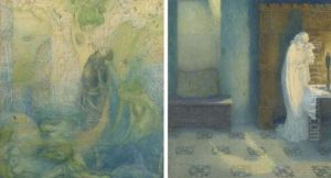 Rhine Maidens With A Knight; And Anticipation Of A Spectre by Joseph Urban