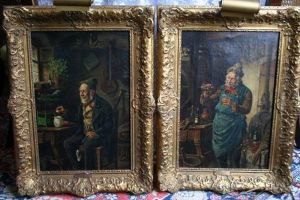 Two Interior Scenes by L. Urbane