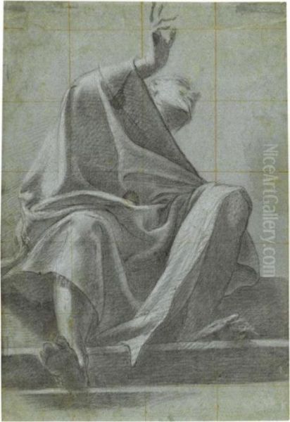 Seated Draped Figure Seen From Below - view 1