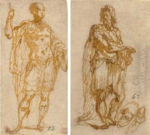 Deux Etudes De Soldats Romains Debout - view 1