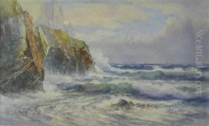 Cliff Scene Near Gunnards Head Cornwall by John Clarkson Uren