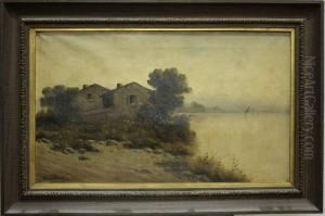 Paisaje Con Rio Y Arquitectura by Felix Urgelles De Tovar