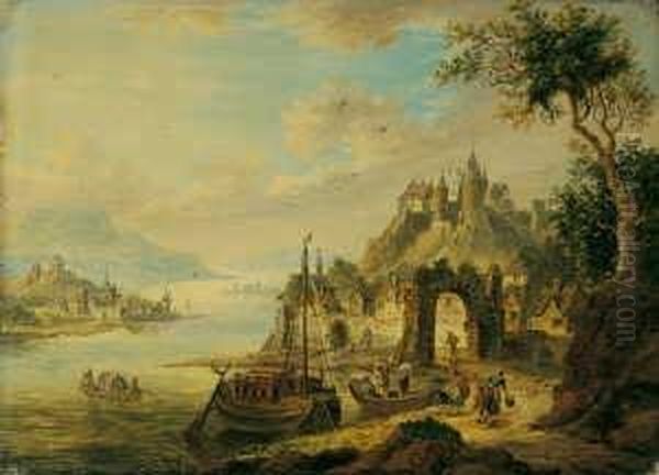 Schutz, Christian Georg D. A. , Umkreis Flusslandschaft Mit Hochgelegener Burg - view 1