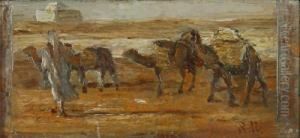 The Caravan In The Desert by Stefano Ussi