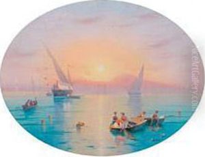 Neapolitanische Fischerund Kustensegler In Der Morgensonne by Cesare Uva