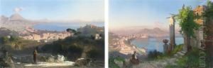 A Stroll Above The Bay Of Naples by Cesare Uva