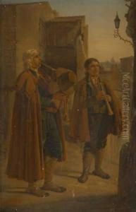 Les Musiciens De Rue by Thomas Uwins