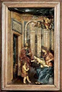 Sacra Famiglia Con San Giovannino. by Lorenzo Vaccaro