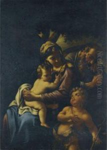 Holy Family With The Infant Saint John The Baptist by Nicola Vaccaro