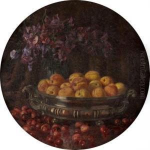 Due Nature Morte Di Frutta E Fiori In Interno by Filippo Vacchetti