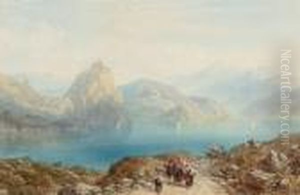 Figures Beside An Italian Lake - view 1